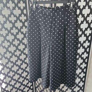 Polka Dot Black Wide Leg Knee Length Pants